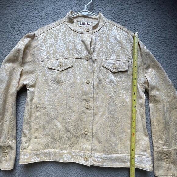 Vintage Bill Blass Jacket Shirt Womens Medium Beige Button Up - Picture 3 of 16